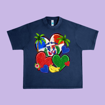 Dominican Repuclic Hearts Urban Heavy Tee Designed By Nancycooperartshop