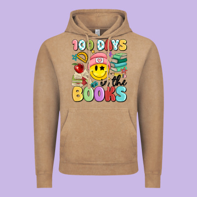 100 Days In The Books Vintage Hoodie Designed By Maliassmallbusiness