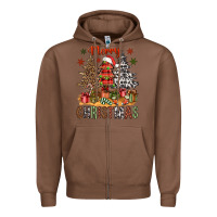 Chestnut Merry Christmas with western trees Zipper Hoodie - NancyCooperArtShop