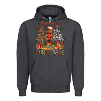 Smoke Merry Christmas with western trees Zipper Hoodie - NancyCooperArtShop