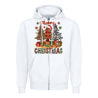 Merry Christmas With Western Trees Zipper Hoodie | Teevron