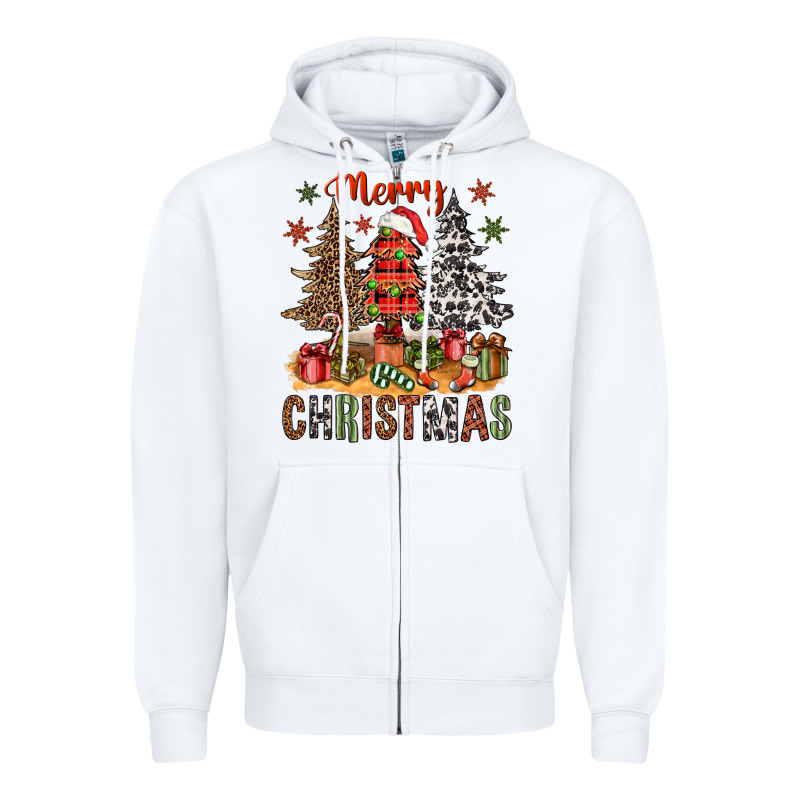 Merry Christmas With Western Trees Zipper Hoodie by NancyCooperArtShop | Teevron