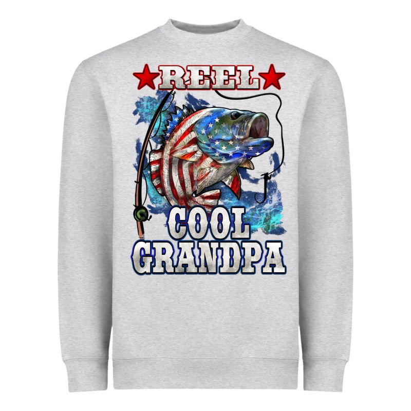 Reel Cool Grandpa American Flag Bass Heavyweight Sweatshirt by LillyAllenDesigns | Teevron