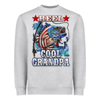 Heather Grey reel cool grandpa american flag bass Heavyweight Sweatshirt - LillyAllenDesigns