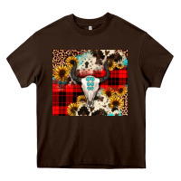 Chocolate Brown bullskull Sunflower Heavy Core Tee - JahusDesignShop