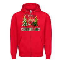 Red Merry Christmas flamingo Zipper Hoodie - texasbilliewilder