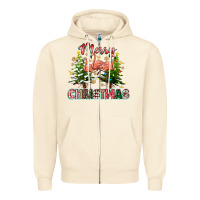 Sandshell Merry Christmas flamingo Zipper Hoodie - texasbilliewilder