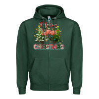 Sports Green Merry Christmas flamingo Zipper Hoodie - texasbilliewilder
