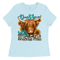 Baby Blue don't be a salty heifer long haired cow Ladies Tee - Jasminsmagicworld