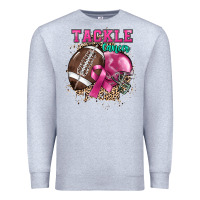 Heather Grey Tackle Cancer Premium Sweatshirt - HowdyJamesFarm