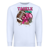 White Tackle Cancer Premium Sweatshirt - HowdyJamesFarm