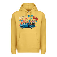 Antique Gold happy 4th of july gnome truck Premium Hoodie - CowGirlArtShop