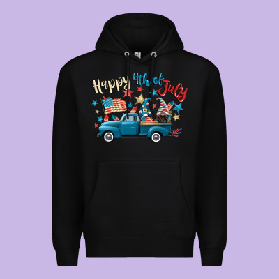 Happy 4th Of July Gnome Truck Premium Hoodie Designed By Cowgirlartshop