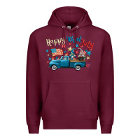 Burgundy happy 4th of july gnome truck Premium Hoodie - CowGirlArtShop
