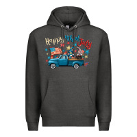 Charcoal Heather happy 4th of july gnome truck Premium Hoodie - CowGirlArtShop