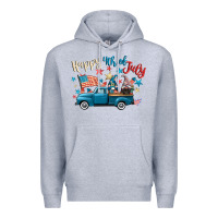 Heather Grey happy 4th of july gnome truck Premium Hoodie - CowGirlArtShop