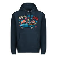 Navy happy 4th of july gnome truck Premium Hoodie - CowGirlArtShop