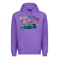 Purple happy 4th of july gnome truck Premium Hoodie - CowGirlArtShop