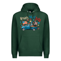 Sports Green happy 4th of july gnome truck Premium Hoodie - CowGirlArtShop