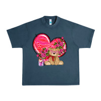 Midnight Navy valentines heart with bear Urban Heavy Tee - NancyCooperArtShop