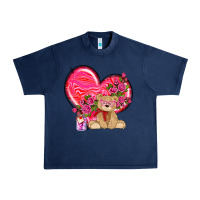 Navy valentines heart with bear Urban Heavy Tee - NancyCooperArtShop