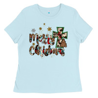Baby Blue merry christmas wood slice ornament Ladies Tee - JahusDesignShop