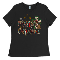 Black merry christmas wood slice ornament Ladies Tee - JahusDesignShop