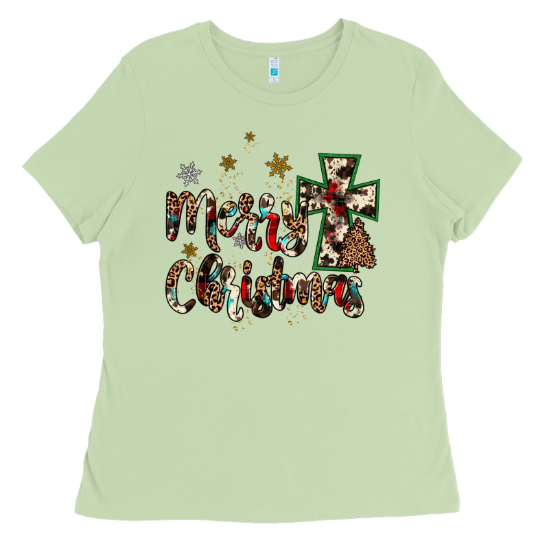 Merry Christmas Wood Slice Ornament Ladies Tee by JahusDesignShop | Teevron