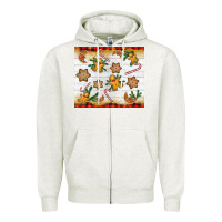 Oatmeal Heather Christmas gingerbread cookies and candy cane Zipper Hoodie - NancyCooperArtShop