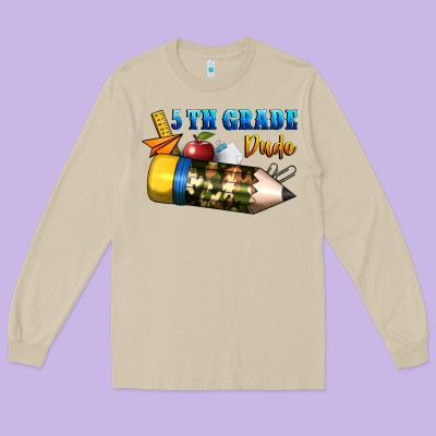 5 Th Grade Dude Long Sleeve Tee Designed By Bundleandbundleshop