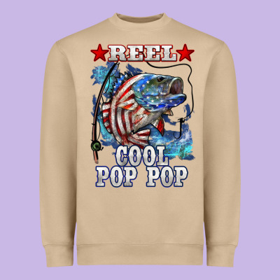 Reel Cool Pop Pop American Flag Bass Heavyweight Sweatshirt Designed By Lillyallendesigns