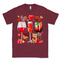 Burgundy valentines day wine glasses Classic Tee - NancyCooperArtShop