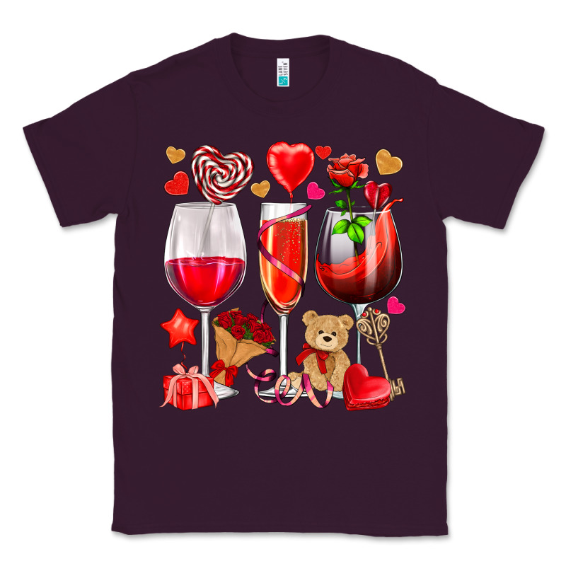 Valentines Day Wine Glasses Classic Tee by NancyCooperArtShop | Teevron