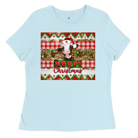 Baby Blue Moooey christmas Ladies Tee - Artiststas