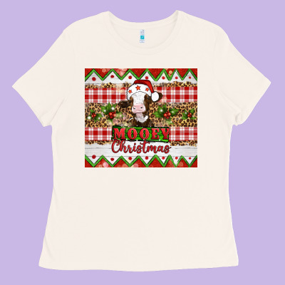Moooey Christmas Ladies Tee Designed By Artiststas