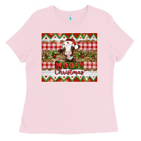 Bubblegum Pink Moooey christmas Ladies Tee - Artiststas