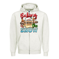 Oatmeal Heather Baking through the snow Zipper Hoodie - NancyCooperArtShop
