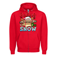 Red Baking through the snow Zipper Hoodie - NancyCooperArtShop