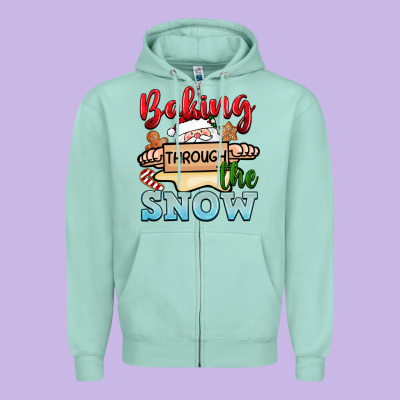 Baking Through The Snow Zipper Hoodie Designed By Nancycooperartshop