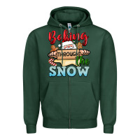 Sports Green Baking through the snow Zipper Hoodie - NancyCooperArtShop