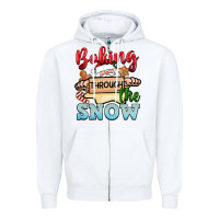 White Baking through the snow Zipper Hoodie - NancyCooperArtShop