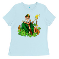 Baby Blue st patricks and horseshoes with shamrocks Ladies Tee - AdoDesignShop