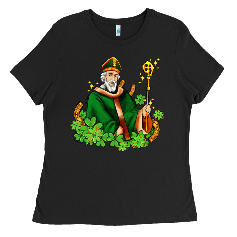 St Patricks And Horseshoes With Shamrocks Ladies Tee by AdoDesignShop | Teevron