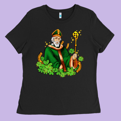 St Patricks And Horseshoes With Shamrocks Ladies Tee Designed By Adodesignshop