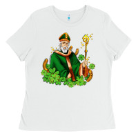 White st patricks and horseshoes with shamrocks Ladies Tee - AdoDesignShop