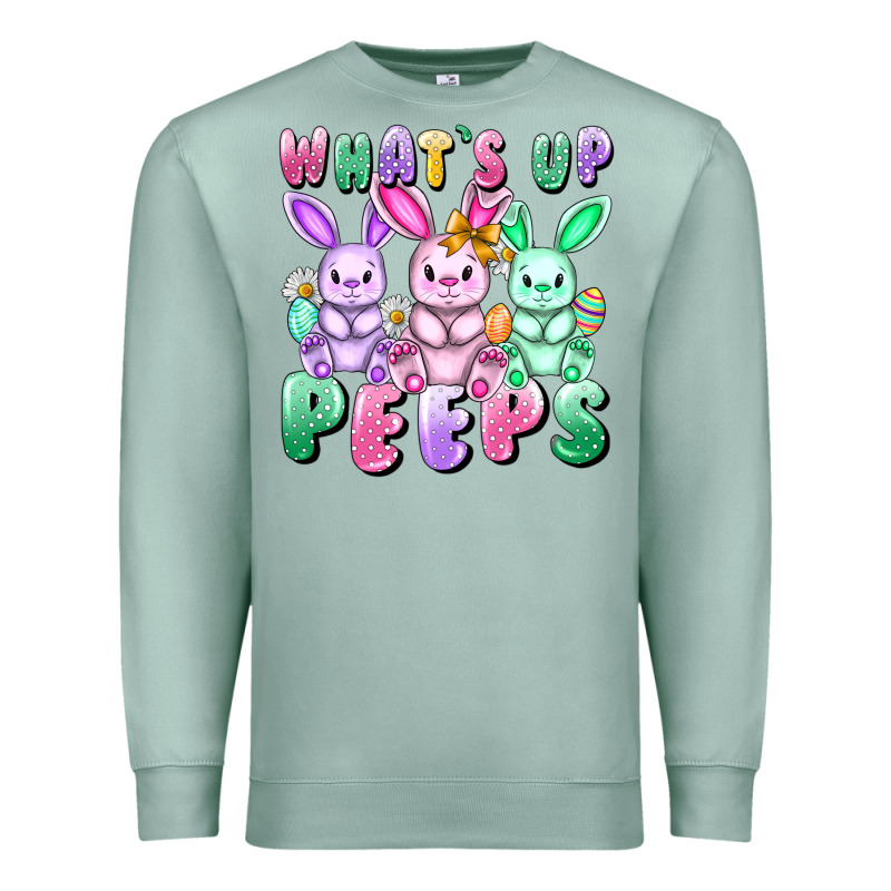 What's Up Peeps Easter Bunnies Easter Day Premium Sweatshirt by CowGirlArtShop | Teevron