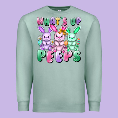 What's Up Peeps Easter Bunnies Easter Day Premium Sweatshirt Designed By Cowgirlartshop