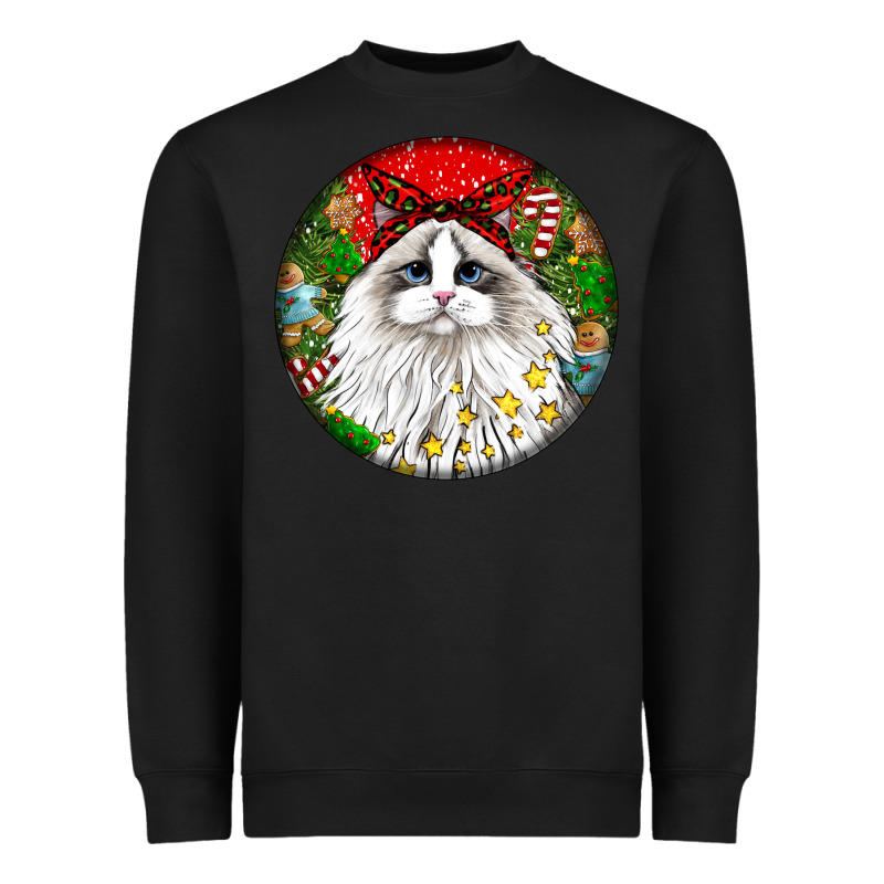 Christmas Ragdoll  Cat Heavyweight Sweatshirt by LillyAllenDesigns | Teevron