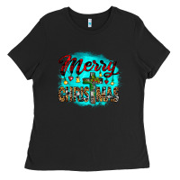 Black merry christmas wood slice ornament Ladies Tee - JahusDesignShop