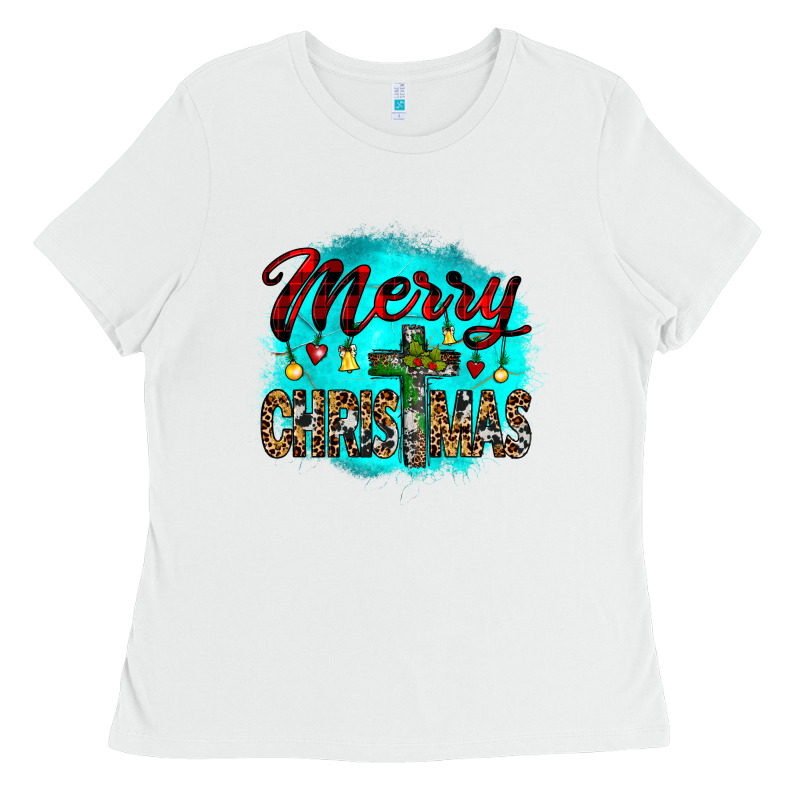 Merry Christmas Wood Slice Ornament Ladies Tee by JahusDesignShop | Teevron